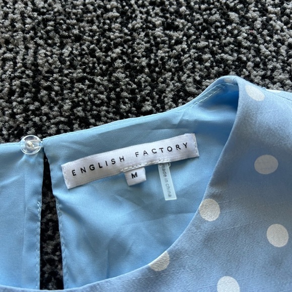 English Factory Blue Polka Dot Tiered Babydoll Mini Dress - Picture 4 of 5